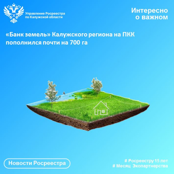 «Банк земель» Калужского региона на ПКК пополнился почти на 700 га.